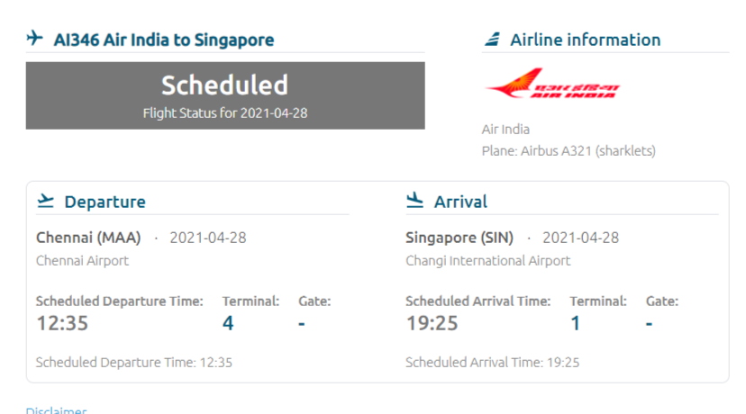 AI346 Air India Flight Status - Today - Chennai Airport -MAA- 4-28-2021 7-03-16 AM.png